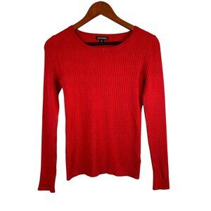 George Womens Red Ribbed Long Sleeve Sweater S